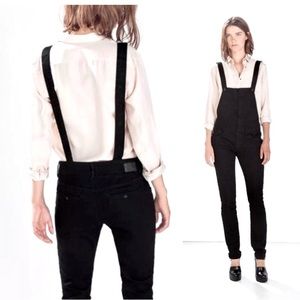 Zara Denim Black Zip-Up Overalls